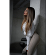 Legginsy modelujące / wysoki stan / eko skóra / SNAKE BEIGE / Push Up / XS - S - M - L - XL